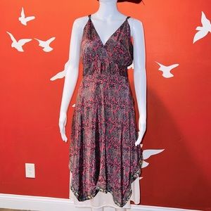 Adjustable Handkerchief Hem Boho midi Dress